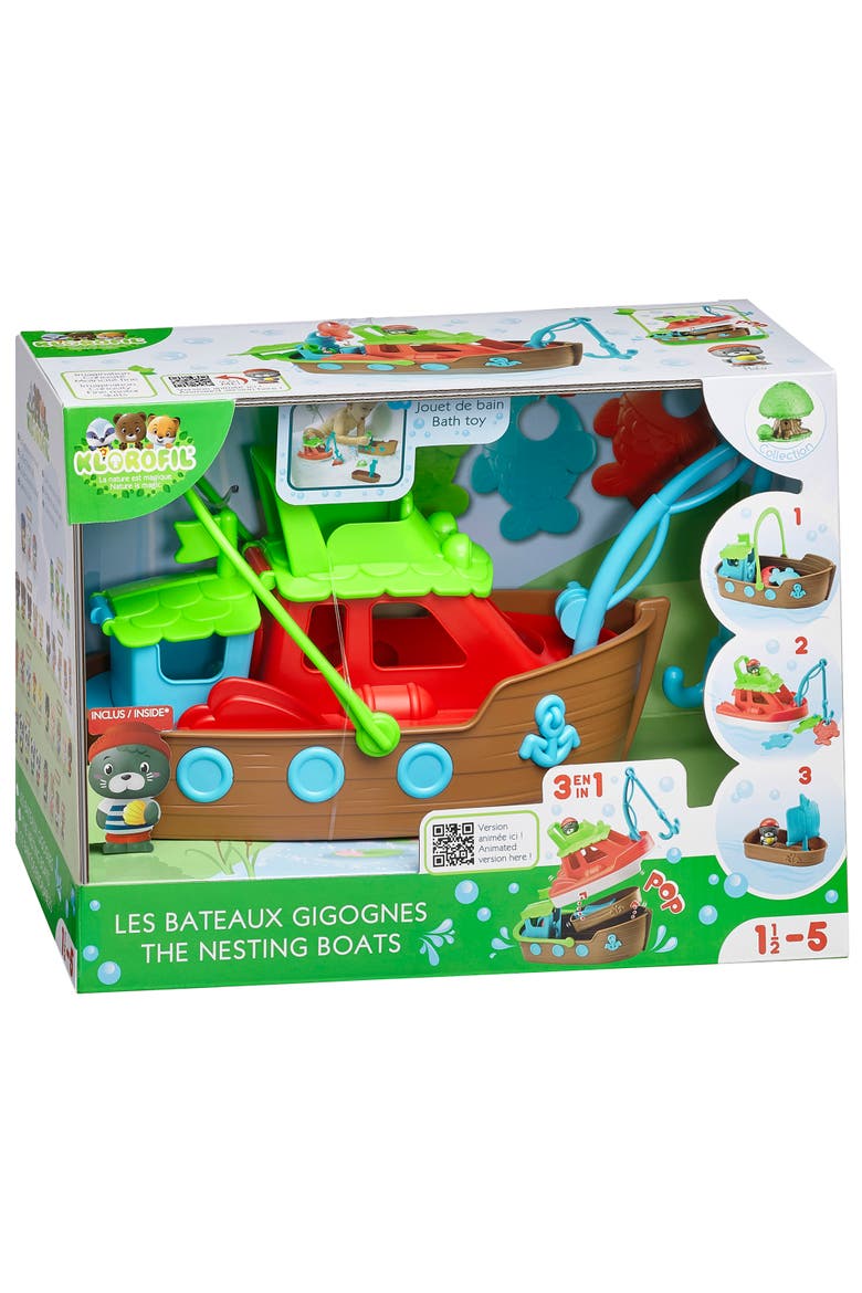 Nesting Boats 3 In 1 Playset, Seal Figure, Stacking Water Toy, Main, color, Multicolored