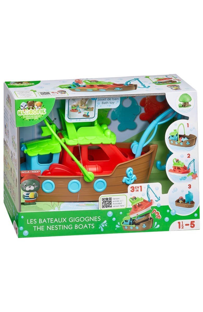 Timber Tots Nesting Boats 3 In 1 Playset, Seal Figure, Stacking Water Toy, Main, color, Multicolored