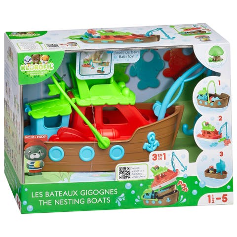 Nesting Boats 3 In 1 Playset, Seal Figure, Stacking Water Toy