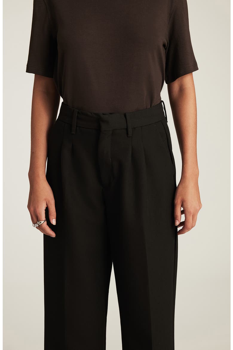 Pleated Wide Leg Twill Pants, Alternate, color, BLACK SMART TWILL