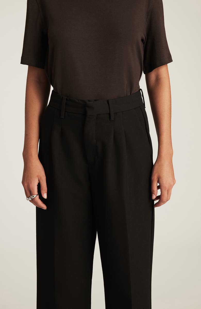 Mavi Jeans Pleated Wide Leg Twill Pants, Alternate, color, Black Smart Twill