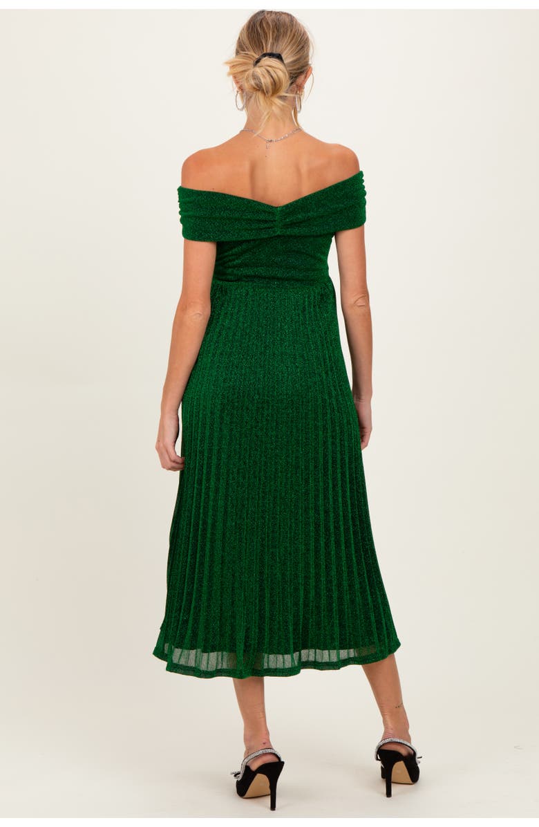 PinkBlush Shimmer Off Shoulder Pleated Midi Dress, Alternate, color,