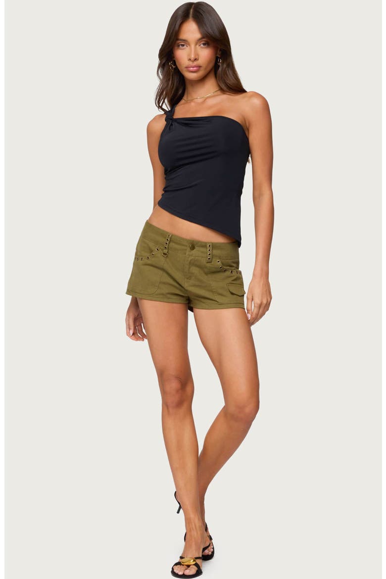 Knotted One-Shoulder Tank, Alternate, color, BLACK