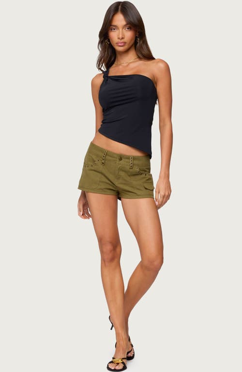 Edikted Knotted One Shoulder Asymmetric Top In Black
