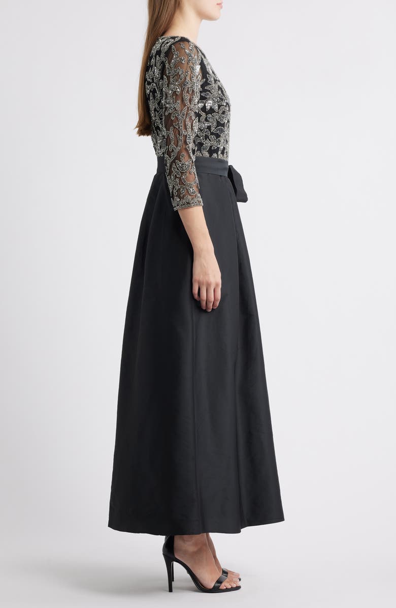 Pisarro Nights Sequin Bodice Gown, Alternate, color, Black/ Silver