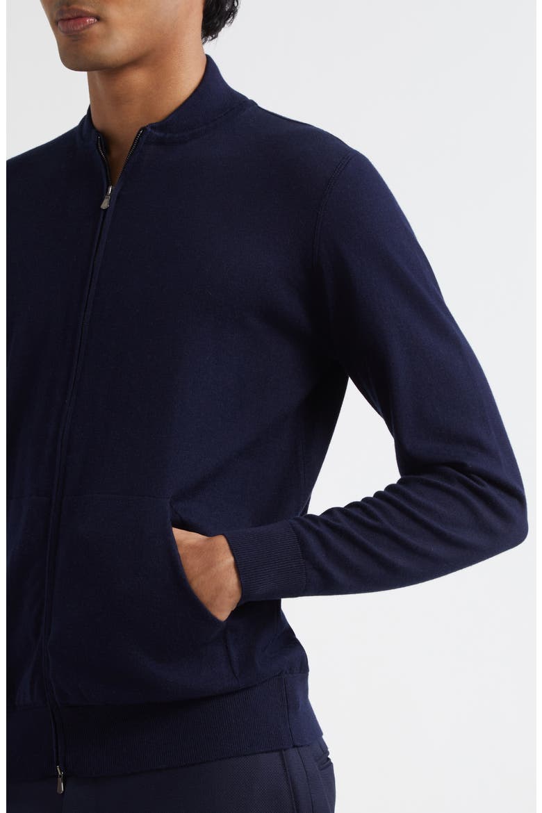 Cotton & Cashmere Bomber Jacket, Alternate, color, NAVY
