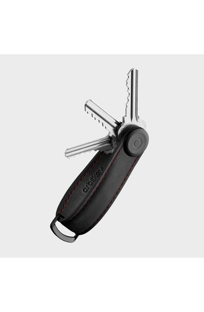 Orbitkey CrazyHorse Leather Key Organiser, Main, color, Obsidian