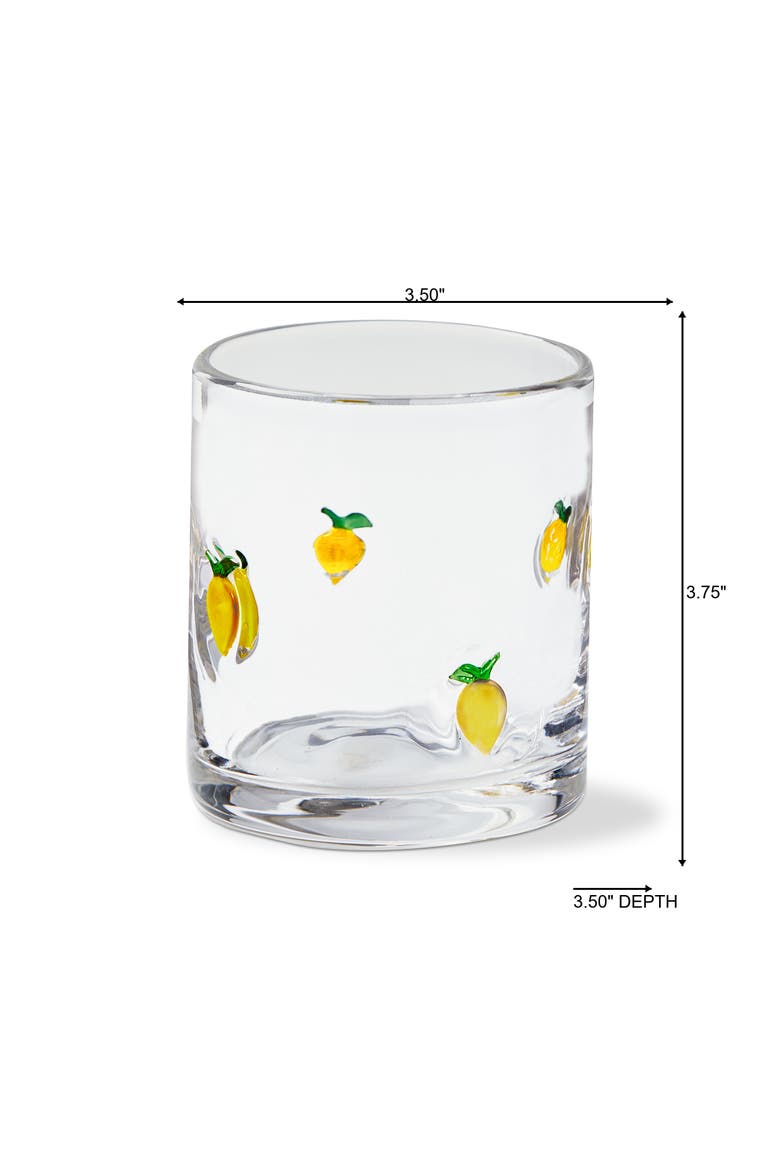 Lemon Double Old Fashioned Glass Yellow Glass Summer, Alternate, color, Yellow