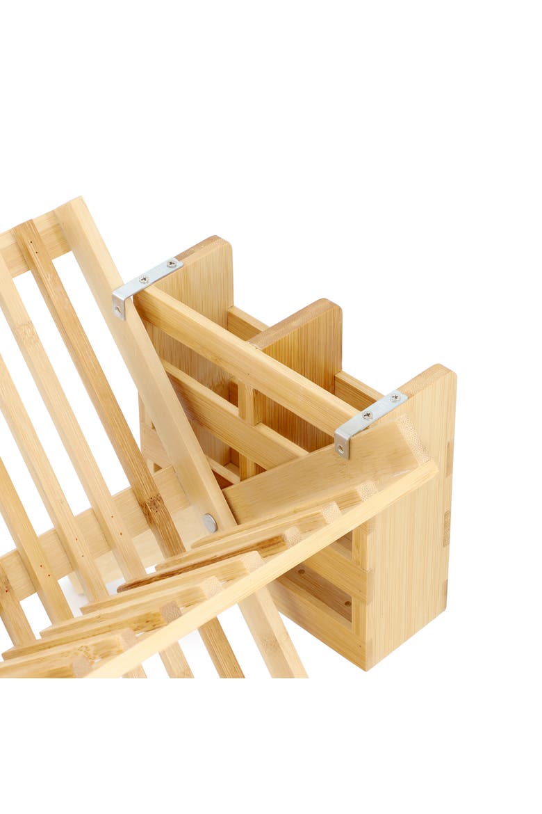 2 Tier Collapsible Kitchen Wood Drying Dish Rack, Alternate, color, Bamboo