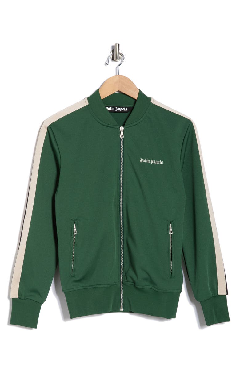 Palm Angels Classic Logo Track Jacket, Main, color, Green/White