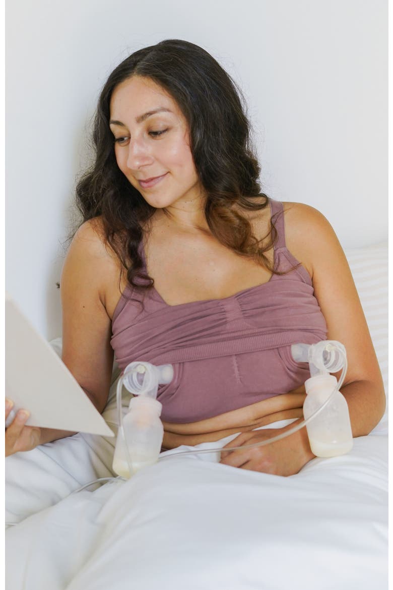 Busty Sublime Hands-Free Pumping Lounge & Sleep Bra- Fits sizes 30E - 46H, Alternate, color, TWILIGHT