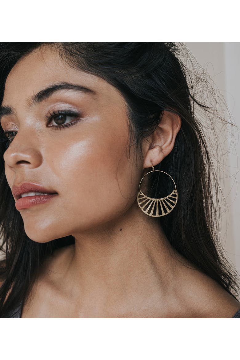 Rajani Hoop Earrings - Crescent Disc, Alternate, color, Gold