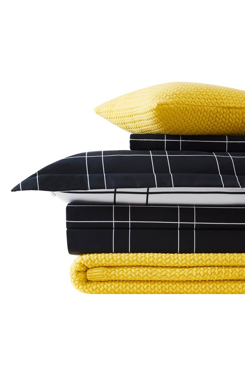 SOUTHSHORE FINE LINENS Urban Grid 5-Piece Bedding Set, Main, color, Black