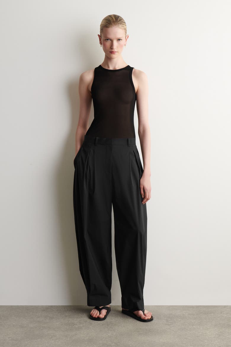 Ribbed Silk Tank Top, Alternate, color, BLACK