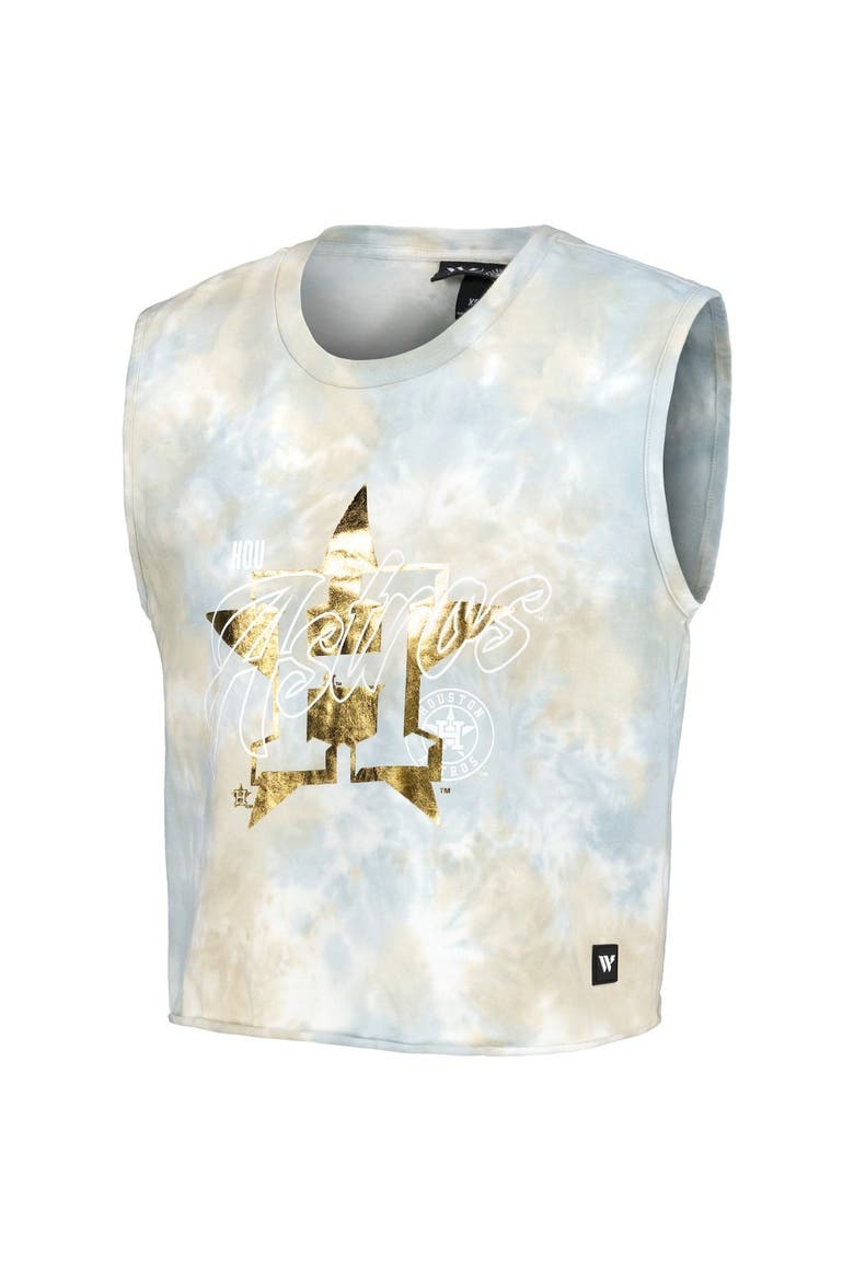 Women's The Wild Collective White Houston Astros Washed Muscle Tank Top, Alternate, color, White