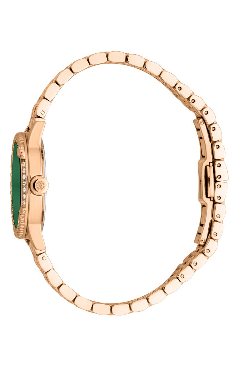 Roberto Cavalli Textured Crystal Bracelet Watch, 30mm, Alternate, color, Rose Gold