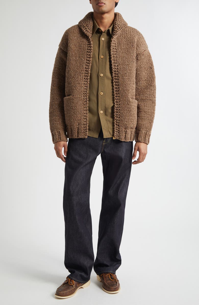 VISVIM Hand Knit Full Zip Wool & Cashmere Cardigan, Alternate, color, Brown