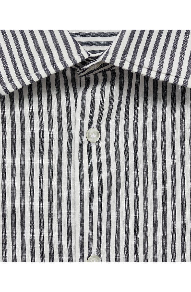 MANGO Regular Fit Stripe Cotton & Linen Button-Up Shirt, Alternate, color, 