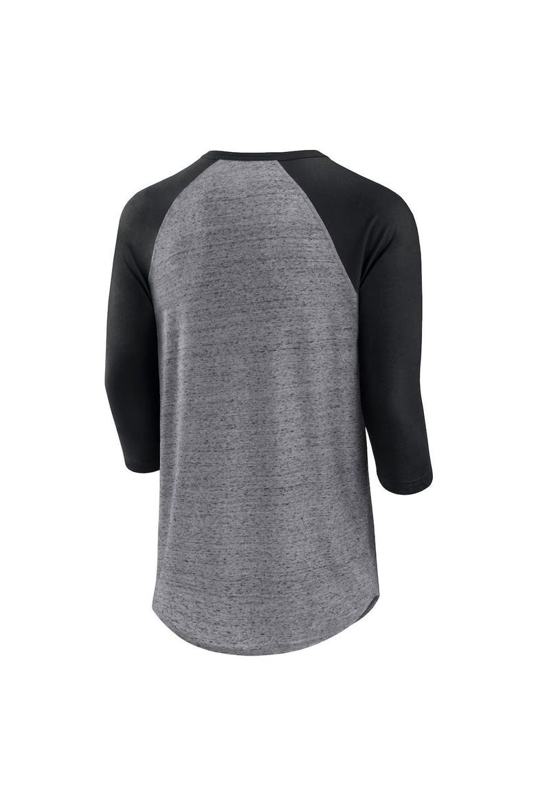 Men's Fanatics Branded Heathered Gray/Black Chicago White Sox Iconic Above Heat Speckled Raglan Henley 3/4 Sleeve T-Shirt, Alternate, color, Heather Gray