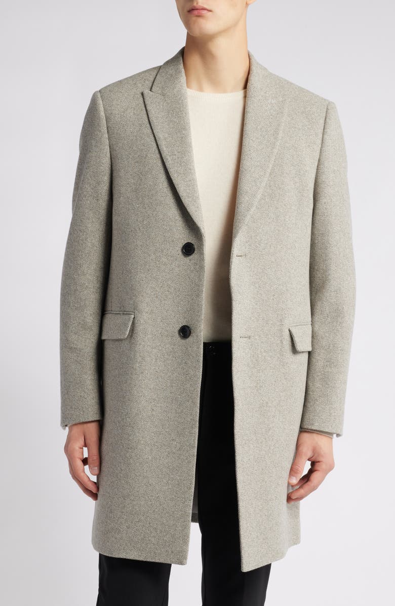 Cardinal of Canada Sutton Herringbonw Wool & Cashmere Coat, Main, color, Stone Herringbone