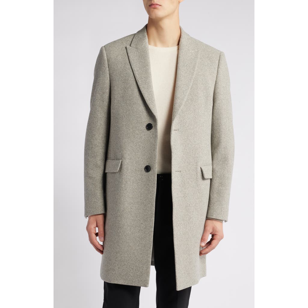 Cardinal of Canada Sutton Herringbonw Wool & Cashmere Coat in Stone Herringbone