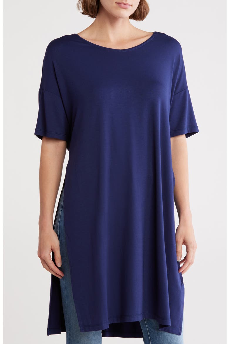 Side Slit Tunic Shirt, Main, color, NAVY