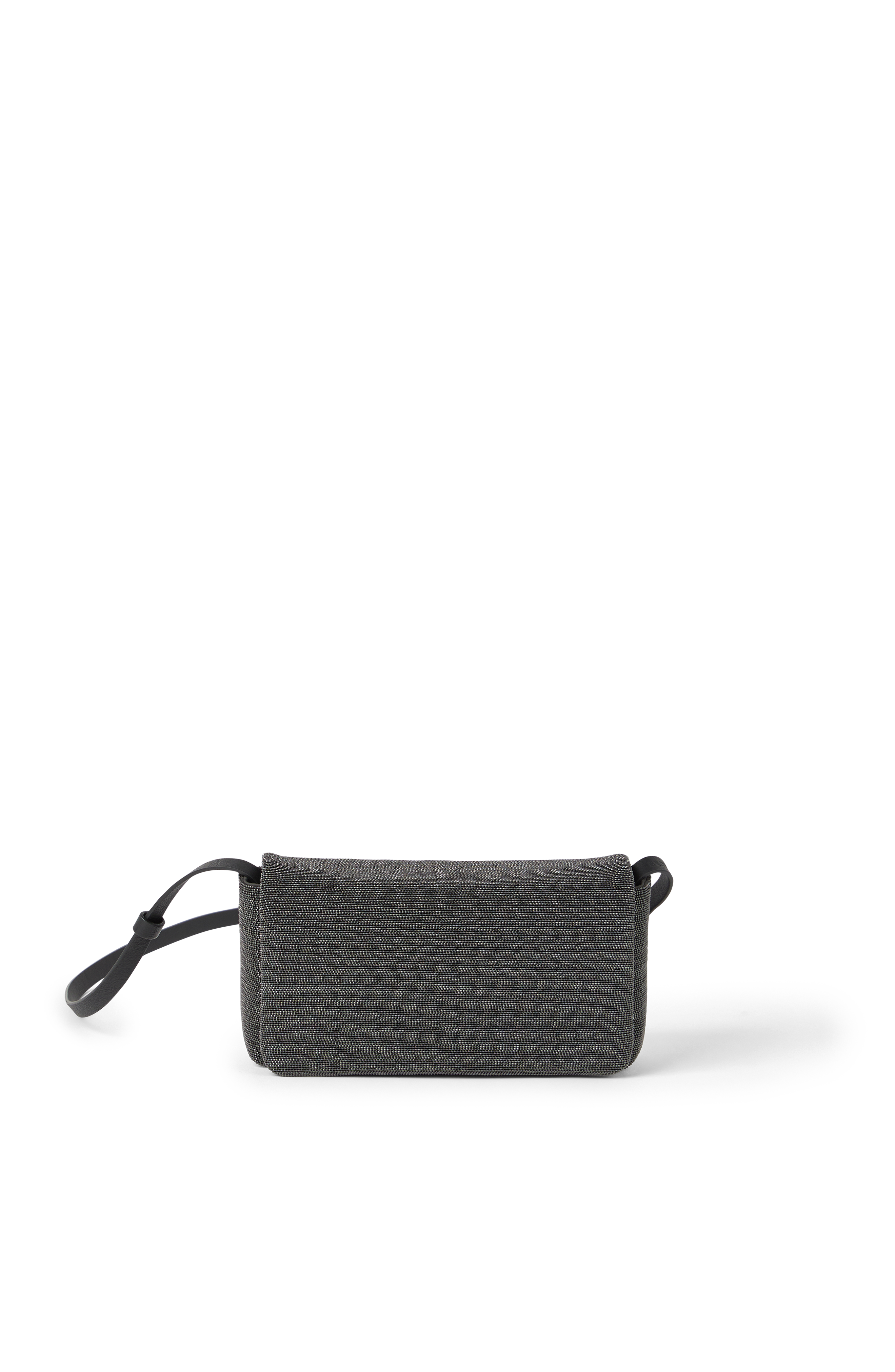 Brunello Cucinelli Precious flap bag in grained leather, Main, color, Black