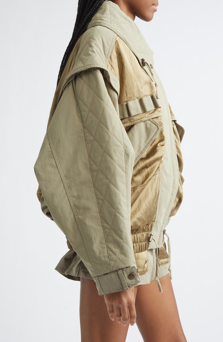 Balmain Oversize Batwing Sleeve Cotton Twill & Nylon Jacket, Alternate, color, 7Gs Pale Green