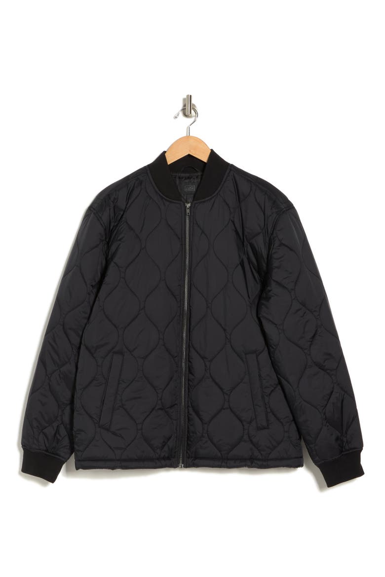 Quilted Bomber Jacket, Alternate, color, BLACK
