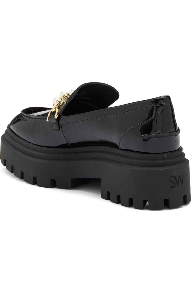 Stuart Weitzman Perla Imitation Pearl Lug Sole Loafer, Alternate, color, Black