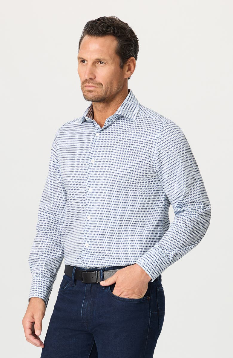 Robert Graham Banway Cotton Button-Up Shirt, Alternate, color, Blue