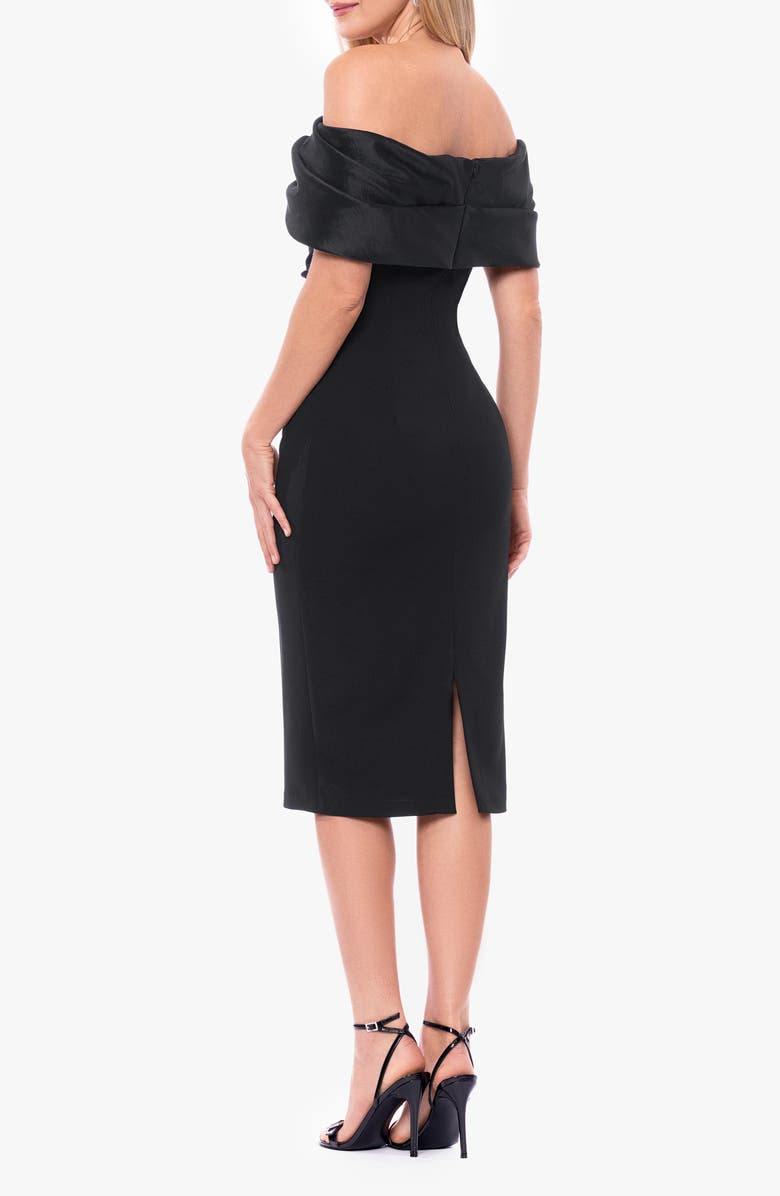 Betsy & Adam Off the Shoulder Scuba Crepe Cocktail Dress, Alternate, color, Black