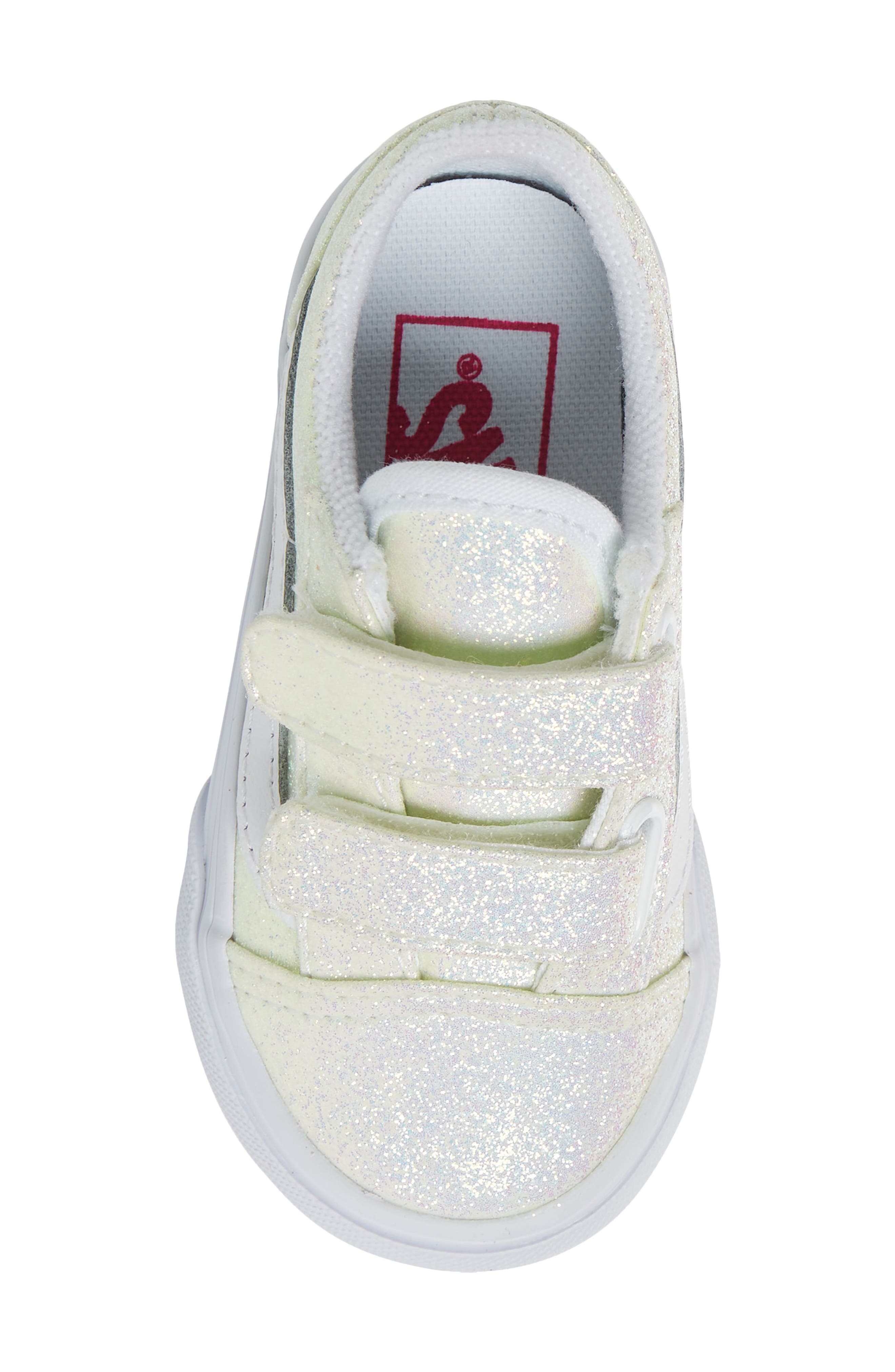 Old Skool V Glitter Sneaker, Alternate, color, UV GLITTER/ PINK/ WHITE