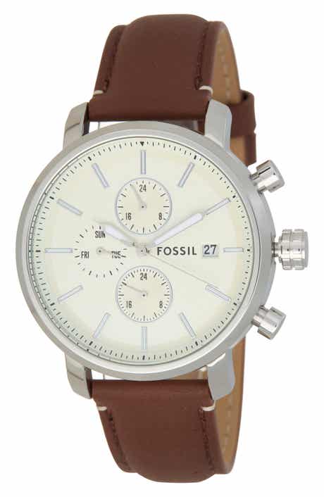 Fossil Rhett Multifunction Brown LiteHide™ Leather Watch