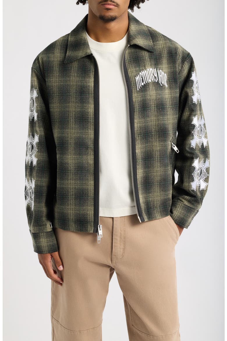 Plaid Zip Jacket, Main, color, GREEN PLAID
