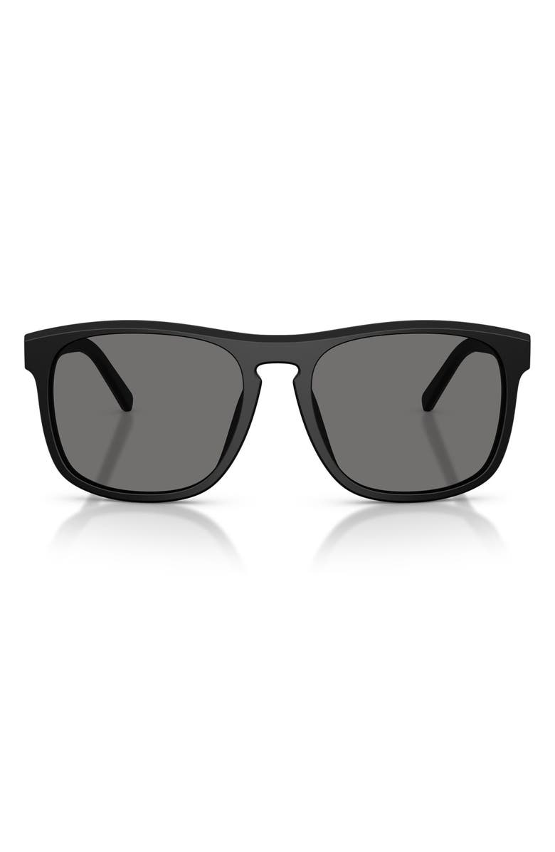 Scuderia Ferrari 57mm Polarized Square Sunglasses, Main, color, Black Matte / Polar Dark Grey