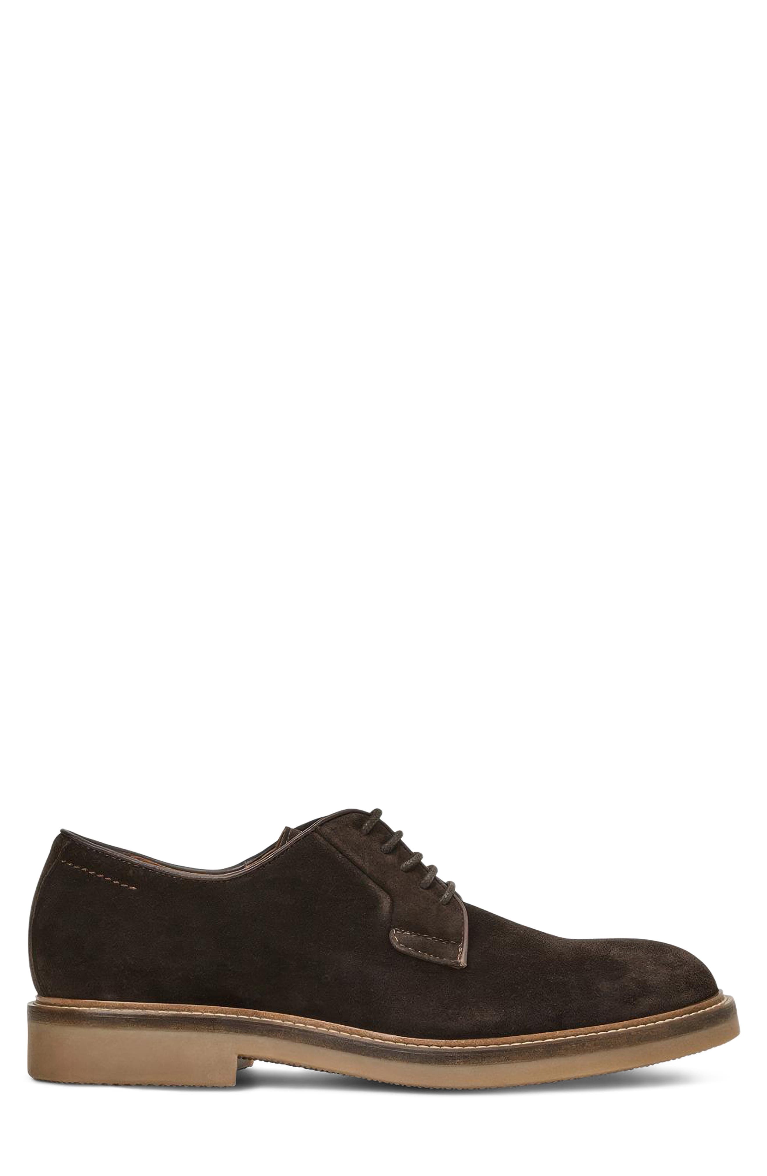 Placido Plain Toe Derby, Alternate, color, DARK BROWN SUEDE