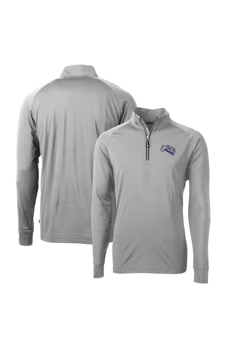 Cutter & Buck Men's Cutter & Buck Gray Stephen F Austin Lumberjacks Adapt Eco Knit Stretch Recycled Quarter-Zip Pullover Top, Alternate, color, 