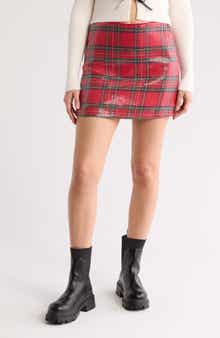 Lush Sequin Plaid Miniskirt