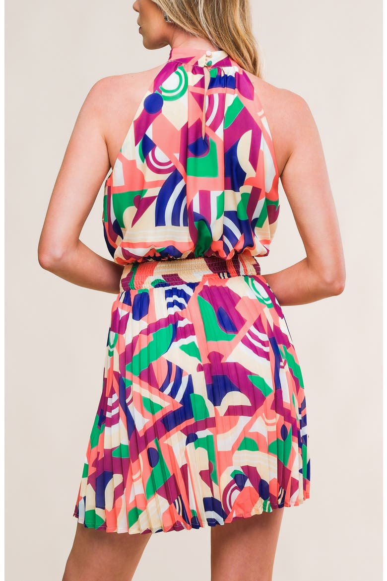 Halter Neck Sleeveless Minidress, Alternate, color, NAVY/ PURPLE