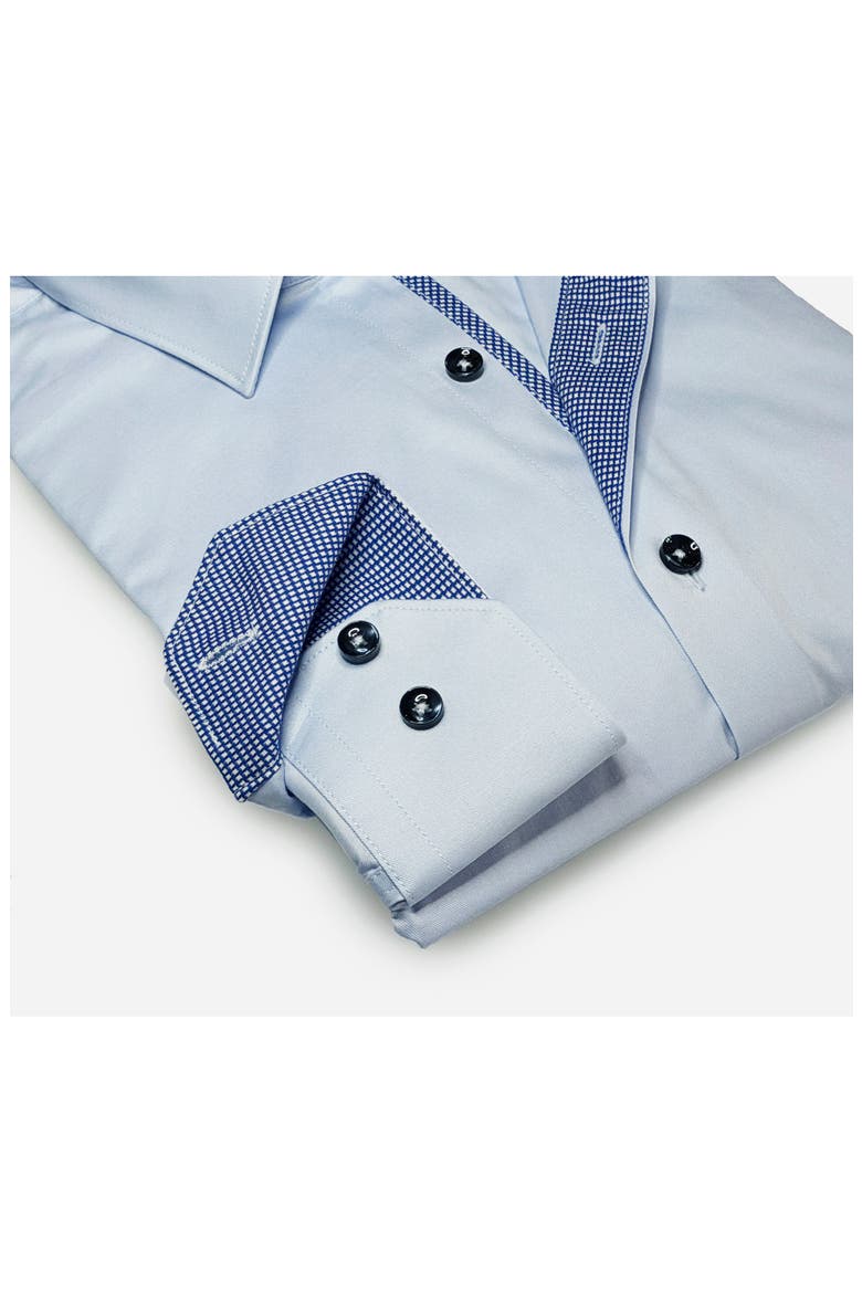 Stretch Cotton Button Up Shirt, Alternate, color, LT BLUE