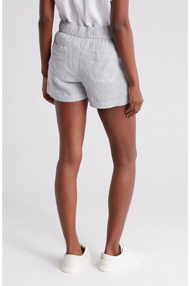 Stripe Drawstring Linen Blend Shorts, Alternate, color, BLUE VINTAGE- WHITE LEAH STP
