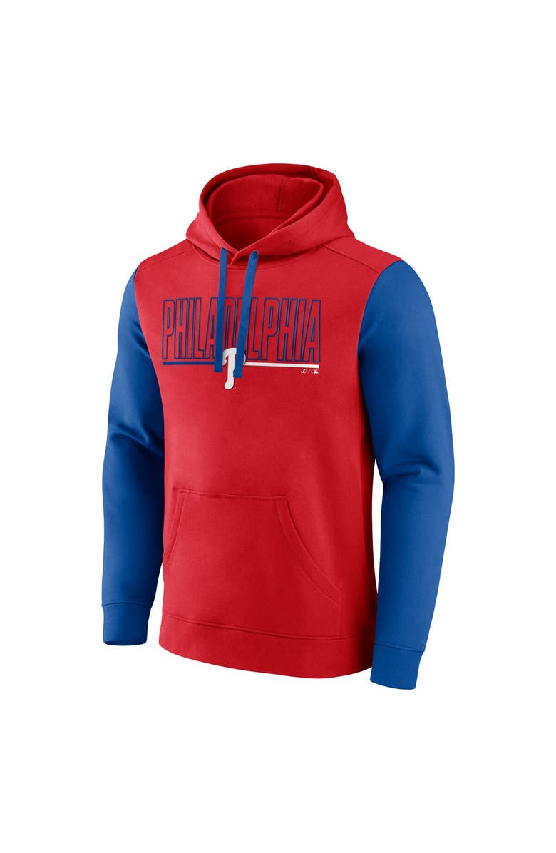 FANATICS Men's Fanatics Red Philadelphia Phillies Outline Fleece Pullover Hoodie, Alternate, color, 