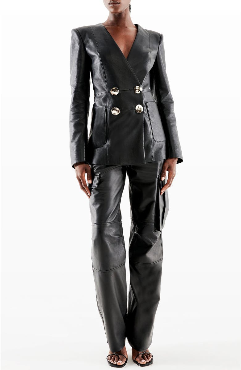 AS by DF Claude Recycled Leather Blazer, Alternate, color, Black