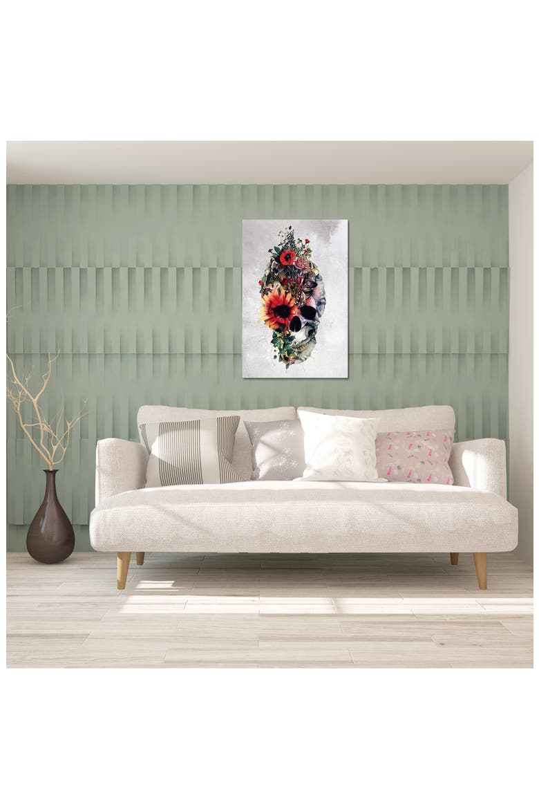 Two Face Skull Canvas Art by Riza Peker, 18"x26", Alternate, color, GREEN