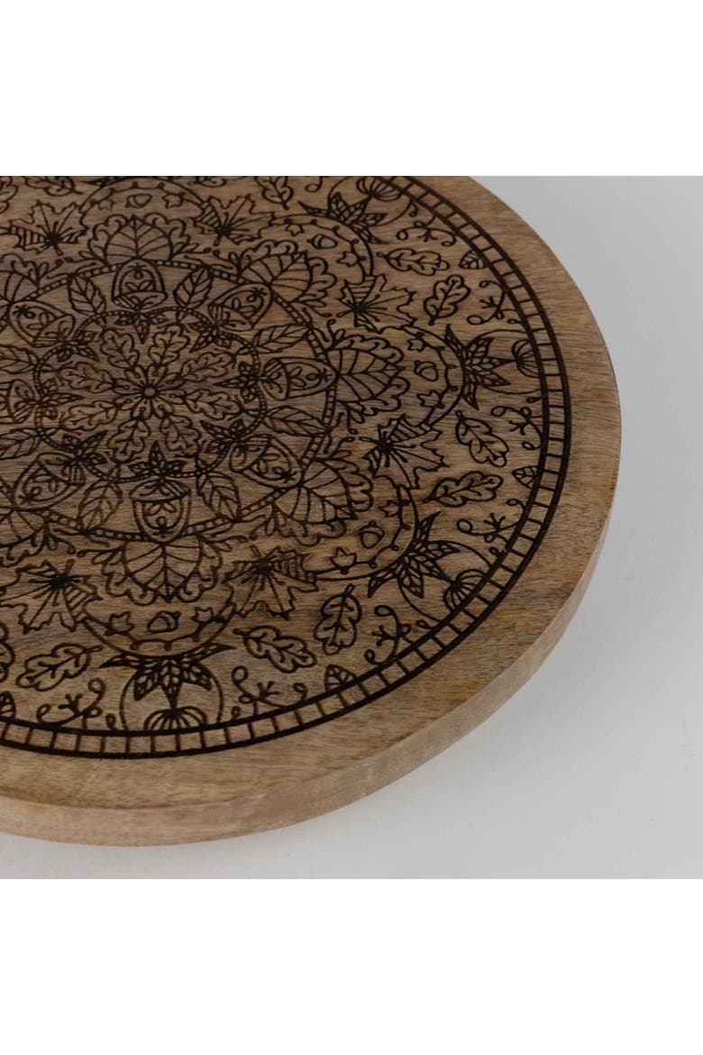 Mandala Wooden Lazy Susan, Alternate, color, Brown