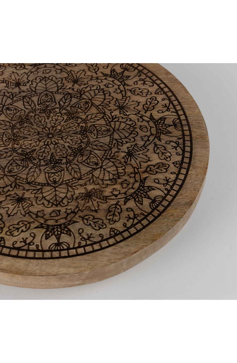 Ten Thousand Villages Mandala Wooden Lazy Susan, Alternate, color, Brown