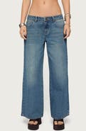 EDIKTED Vyxen Bow Print Low Rise Wide Leg Jeans