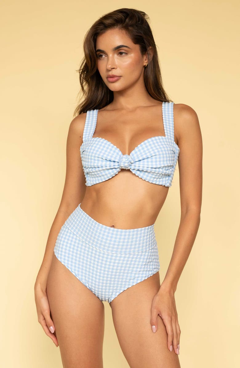 MONTCE Hayden Bikini Top, Alternate, color, Periwinkle Micro Gingham