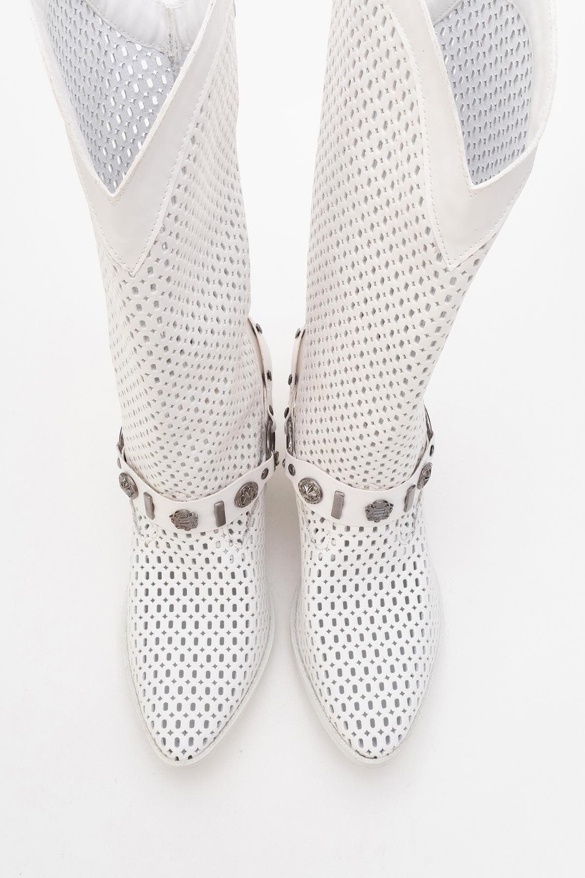 Prologue Shoes Lumen Block Heel Summer Boot, Alternate, color, White Faux Leather